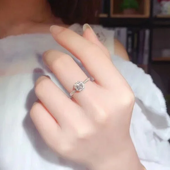 😍Diamond CZ Beautiful Carved Vintage Hollow Silver Flower Rings for Women, K848 - Picture 4 of 12